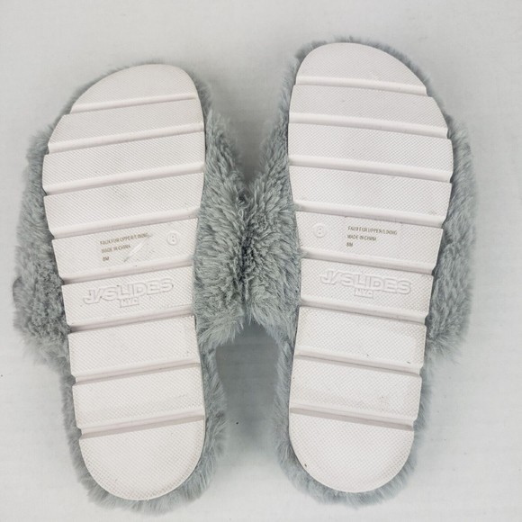 J/Slides Urban Sport Womens Slippers BABEE Gray Faux Fur Slide  Size 8 M - Picture 10 of 10